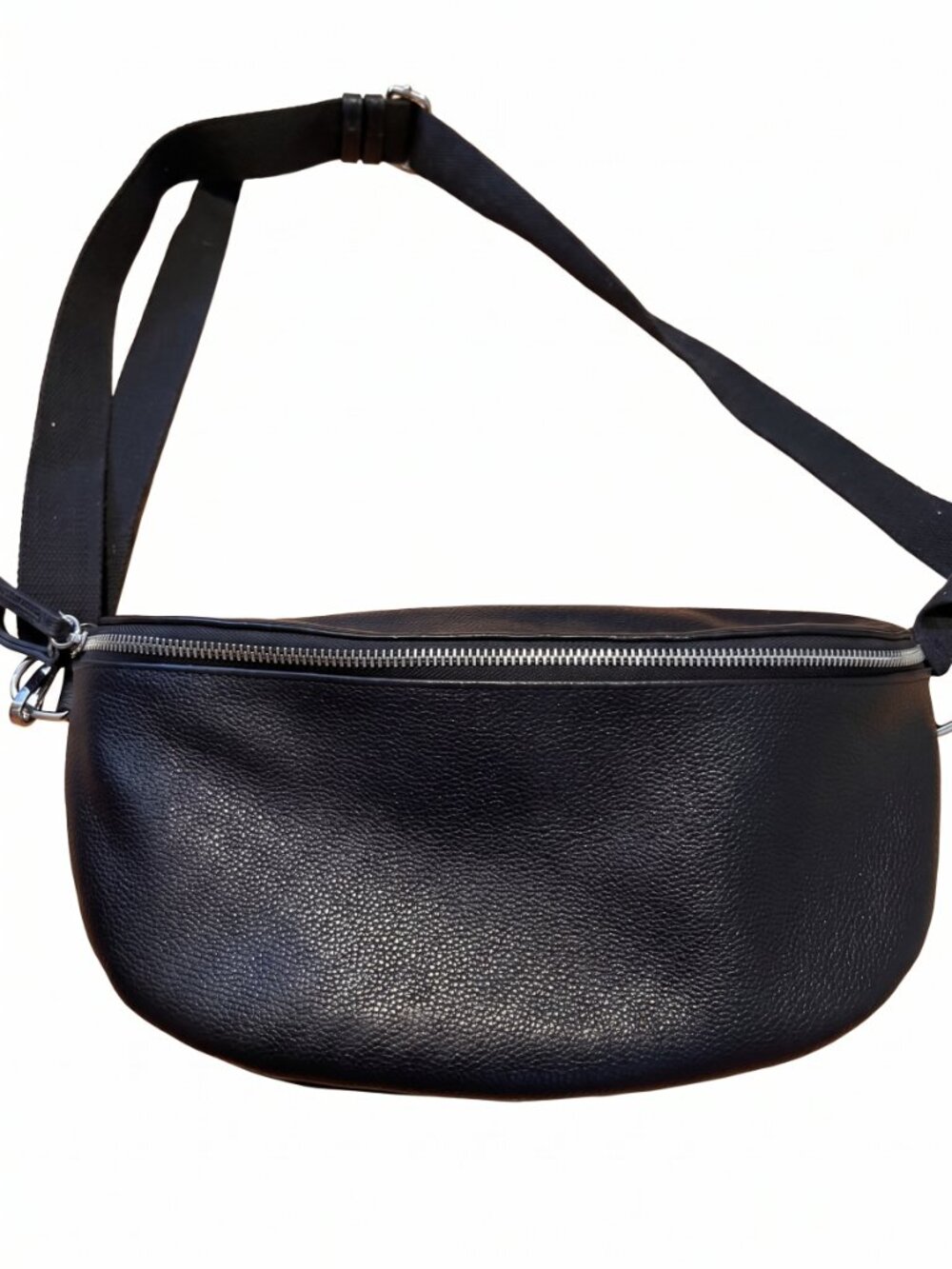 Siriano New York Black Pebbled Leather Belt Bag Crossbody Sling